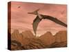 Three Pteranodon Dinosaurs Flying Above Rocky Landscape-null-Stretched Canvas