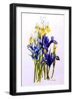 Three Purple and Two Yellow Iris with Buds, 2010-Joan Thewsey-Framed Giclee Print
