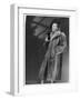 Three-Quarter Length Silver Fox Fur Coat with Roll Collar and Deep Side Pockets-null-Framed Photographic Print