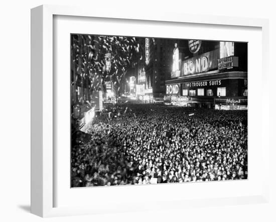 Three Quarters of a Million People Crowd into Times Square-null-Framed Premium Photographic Print