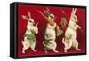 Three Rabbits Carrying Vegetables-null-Framed Stretched Canvas