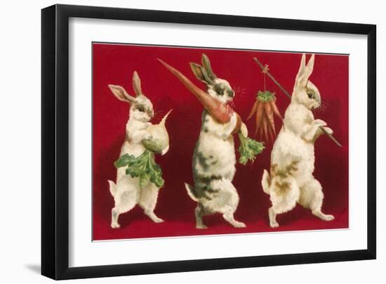 Three Rabbits Carrying Vegetables-null-Framed Art Print