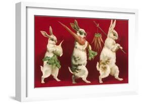 Three Rabbits Carrying Vegetables-null-Framed Art Print