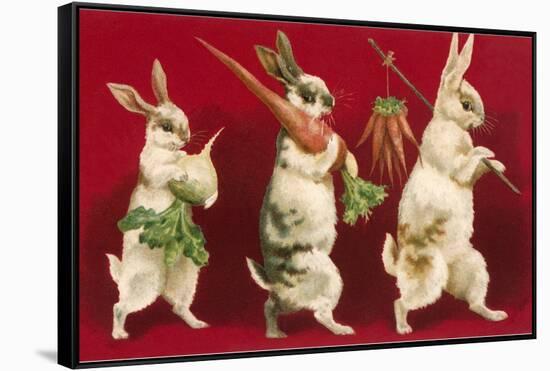 Three Rabbits Carrying Vegetables-null-Framed Stretched Canvas