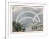 Three Rainbows Over a River with a Bridge in the Background and Ships in the Foreground-Charles F. Bunt-Framed Art Print