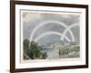 Three Rainbows Over a River with a Bridge in the Background and Ships in the Foreground-Charles F. Bunt-Framed Art Print