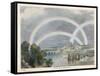 Three Rainbows Over a River with a Bridge in the Background and Ships in the Foreground-Charles F. Bunt-Framed Stretched Canvas