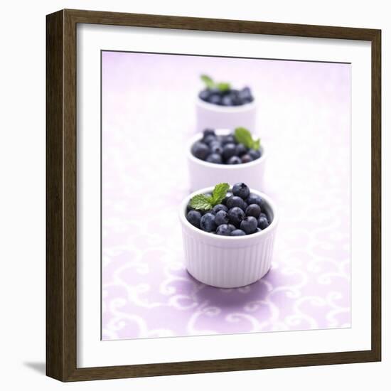 Three Ramekins Full of Blueberries-John Montana-Framed Photographic Print