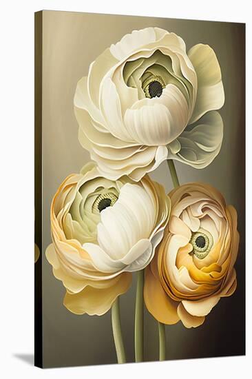 Three Ranunculus flowers-Lea Faucher-Stretched Canvas