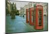 Three Red Booths on a Row in the Street at Edinburgh, Scotland, Uk.  Vintage and Retro Style.-pink candy-Mounted Photographic Print