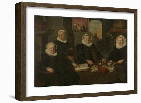 Three Regentesses and the 'House Mother' of the Amsterdam Lepers' Asylum-Werner van den Valckert-Framed Art Print