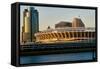 Three Rivers Stadium on Ohio River, Cincinnati, OH-null-Framed Stretched Canvas