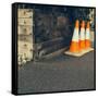 Three Road Cones-Clive Nolan-Framed Stretched Canvas