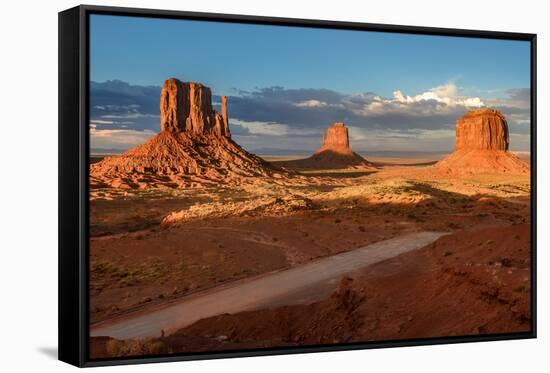 Three Rocks in the Monument Valley.-lucky-photographer-Framed Stretched Canvas