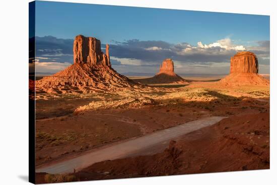 Three Rocks in the Monument Valley.-lucky-photographer-Stretched Canvas