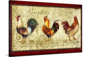 Three Roosters-Viv Eisner-Stretched Canvas