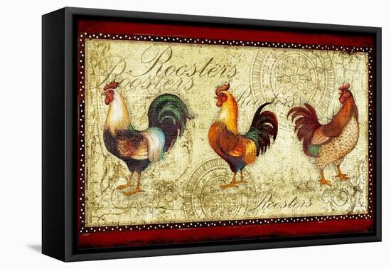 Three Roosters-Viv Eisner-Framed Stretched Canvas