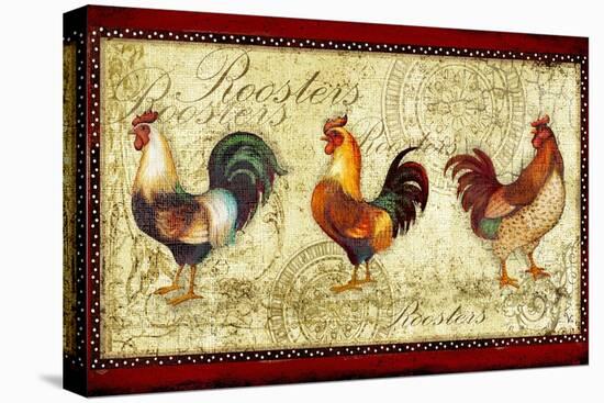 Three Roosters-Viv Eisner-Stretched Canvas