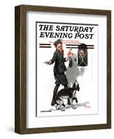 "Three's Company" Saturday Evening Post Cover, June 19,1920-Norman Rockwell-Framed Giclee Print