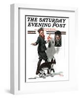 "Three's Company" Saturday Evening Post Cover, June 19,1920-Norman Rockwell-Framed Giclee Print