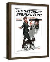 "Three's Company" Saturday Evening Post Cover, June 19,1920-Norman Rockwell-Framed Giclee Print