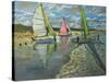 Three Sailboats, Bray Dunes, France-Andrew Macara-Stretched Canvas