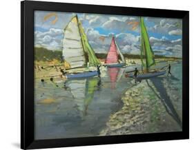 Three Sailboats, Bray Dunes, France-Andrew Macara-Framed Giclee Print