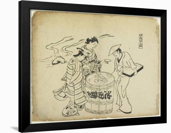 Three Sake Tasters. 1710-Okumura Masanobu-Framed Giclee Print
