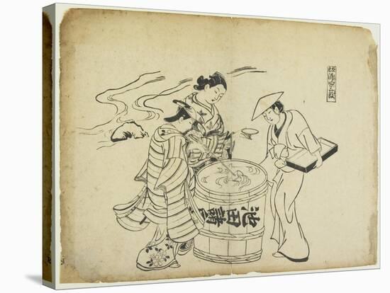 Three Sake Tasters. 1710-Okumura Masanobu-Stretched Canvas