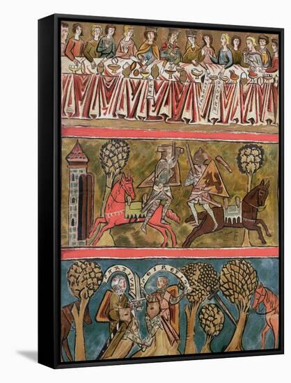 Three Scenes from "Parsifal" by Wolfram Von Eschenbach Facsimile from a 13th Century Manuscript-null-Framed Stretched Canvas