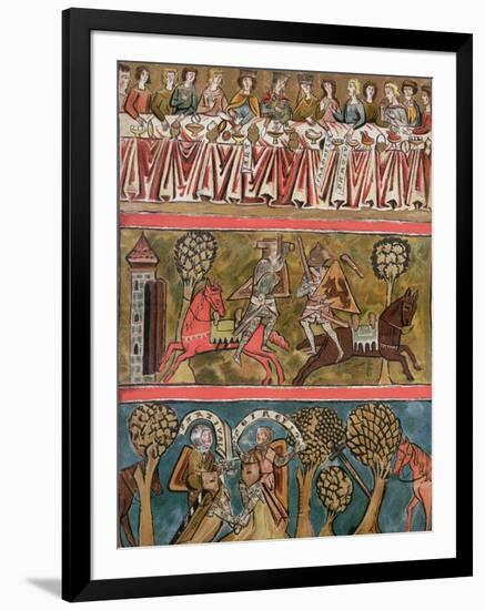 Three Scenes from "Parsifal" by Wolfram Von Eschenbach Facsimile from a 13th Century Manuscript-null-Framed Giclee Print