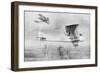 Three-Seated Aeroplane on a Photographic Mission, Protected by a Spad Fighter Aircraft, 1918-Etienne Cournault-Framed Giclee Print