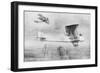 Three-Seated Aeroplane on a Photographic Mission, Protected by a Spad Fighter Aircraft, 1918-Etienne Cournault-Framed Giclee Print