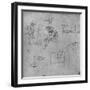 'Three Seated Figures and Studies of Machinery', 1480-1481 (1945)-Leonardo Da Vinci-Framed Giclee Print