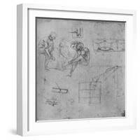 'Three Seated Figures and Studies of Machinery', 1480-1481 (1945)-Leonardo Da Vinci-Framed Giclee Print