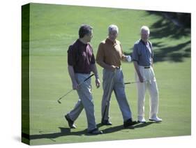 Three Senior Men Walking on a Golf Course-null-Stretched Canvas