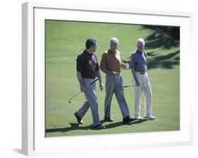 Three Senior Men Walking on a Golf Course-null-Framed Photographic Print