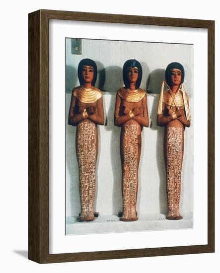 Three Shabtis or Servant Figures, Tutankhamun Funerary Object, 18th Dynasty-null-Framed Giclee Print