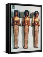 Three Shabtis or Servant Figures, Tutankhamun Funerary Object, 18th Dynasty-null-Framed Stretched Canvas