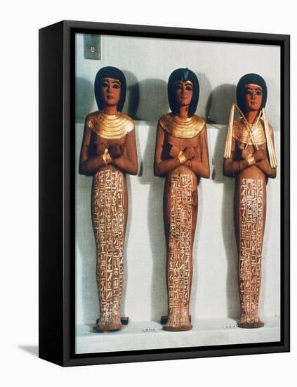 Three Shabtis or Servant Figures, Tutankhamun Funerary Object, 18th Dynasty-null-Framed Stretched Canvas