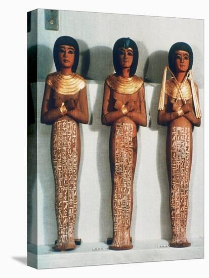 Three Shabtis or Servant Figures, Tutankhamun Funerary Object, 18th Dynasty-null-Stretched Canvas