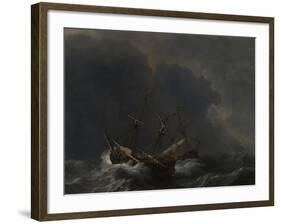 Three Ships in a Gale, 1673-Willem Van De Velde The Younger-Framed Giclee Print