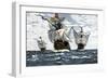 Three Ships of Columbus Approaching the New World, c.1492-null-Framed Giclee Print
