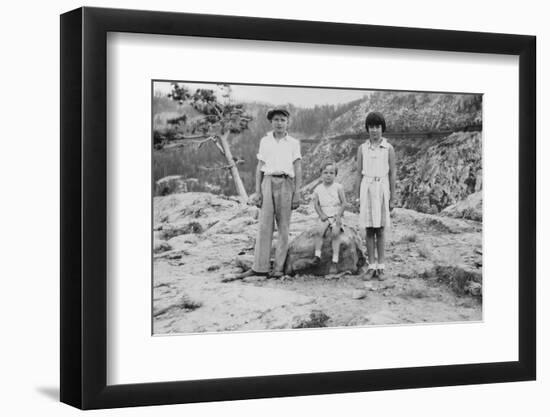 Three Siblings Pose at Donner Pass on Vacation, Ca. 1938-null-Framed Photographic Print