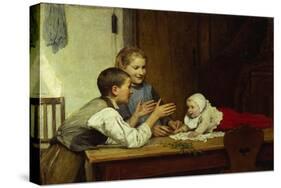 Three Siblings-Albert Anker-Stretched Canvas