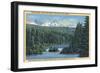 Three Sisters Mountains Near Bend, OR from Scotts Lake - Bend, OR-Lantern Press-Framed Art Print