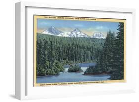 Three Sisters Mountains Near Bend, OR from Scotts Lake - Bend, OR-Lantern Press-Framed Art Print