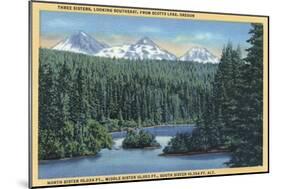 Three Sisters Mountains Near Bend, OR from Scotts Lake - Bend, OR-Lantern Press-Mounted Art Print