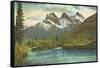 Three Sisters, Near Banff, Alberta-null-Framed Stretched Canvas