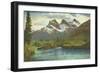 Three Sisters, Near Banff, Alberta-null-Framed Art Print